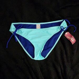 Light Blue & Navy Tie-Side Bikini Bottom - Unknown Brand